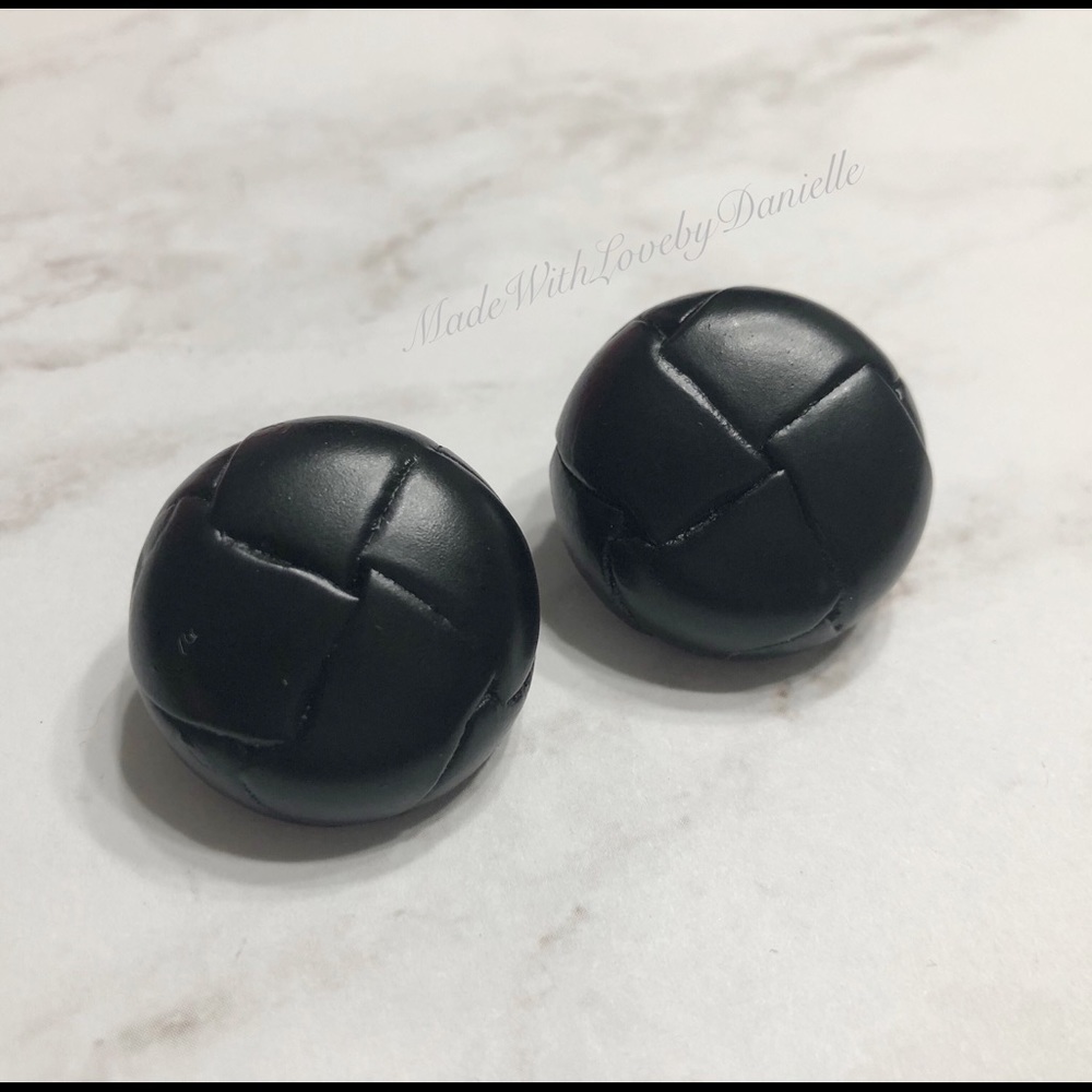 Faux leather button earrings